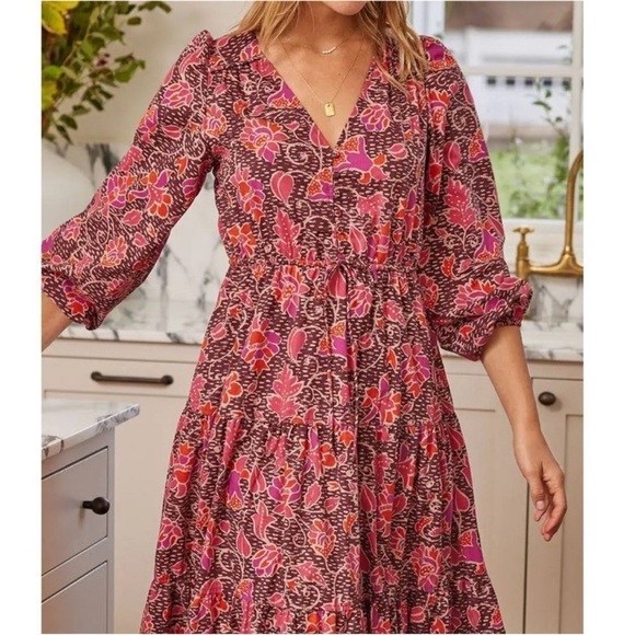 Summersalt Countryside Poplin Button Down Midi Dress Vineyard Blooms Pinot 2X - Picture 4 of 16
